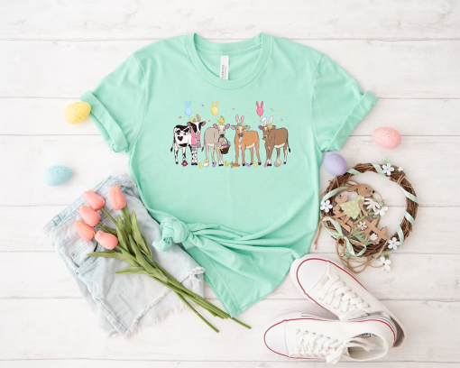 Cow Easter Shirt, Funny Easter Sweatshirt, Kids Easter Shirt, Farm Easter Shirt, Happy Easter Shirt, Cow Lover Sweatshirt,Easter Bunnies Tee