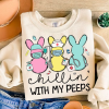 Teaching My Favorite Peeps Sweatshirt, Easter Teacher Sweatshirt, Cute Easter Teacher Gift, Easter Bunny Sweatshirt, Easter Day Shirt