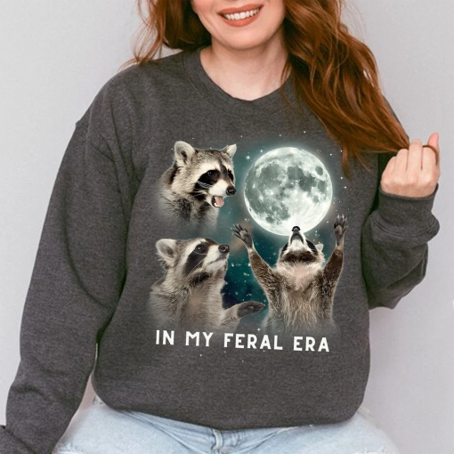 In My Feral Era Racoons howling at the Moon T-shirt and Sweatshirt, In My Feral Era Shirt, Racoons howling at the Moon Sweatshirt