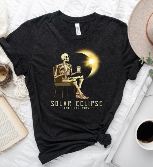 Funny Skeleton Solar Total Eclipse 2024 Shirt, Solar Eclipse Shirt, April 8th 2024 Tees, Total Eclipse 2024 Shirt, Total Solar Eclipse Shirt