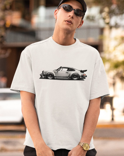 1980s P-911 Pen Drawing T-Shirt | Vintage Car Art Apparel | Gildan 5000 5.3 Oz | DTG Print Unisex Heavy Cotton Tee