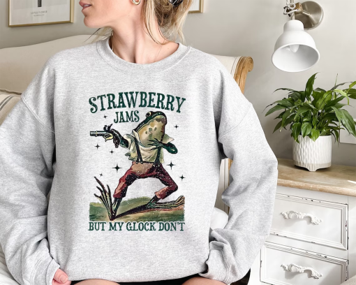 Strawberry Jams But My Glock Don’t Shirt , Funny T-shirt Tshirt, Tee T Tees, Meme Unisex, Men, Women, Adult Sayings, Meme Shirt