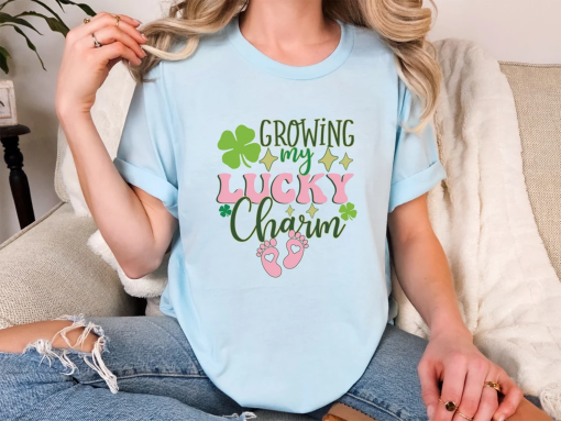 Growing My Lucky Charm T-Shirt, St. Patrick’s Day Pregnancy Announcement Tee, Wee Little Hooligan Sweatshirt – St Patrick’s Day Pullover mom