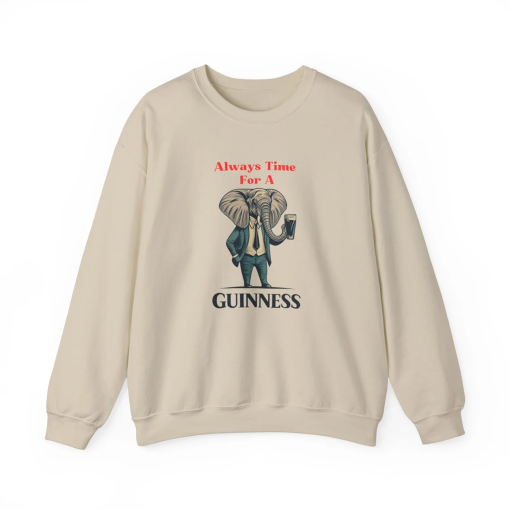 Guinness Unisex Crewneck Sweatshirt, Guinness Retro, Always Time For A Guinness, Elephant Drinking a Guinness Vintage Sweatshirt