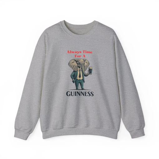 Guinness Unisex Crewneck Sweatshirt, Guinness Retro, Always Time For A Guinness, Elephant Drinking a Guinness Vintage Sweatshirt