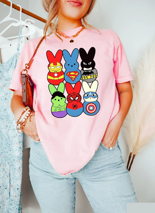 Easter Peeps Superheroes Shirt, Movie Characters Easter Sweatshirt, Superheroes Lover Gift, Easter Bunny Ears Crewneck, Cool Easter Gifts