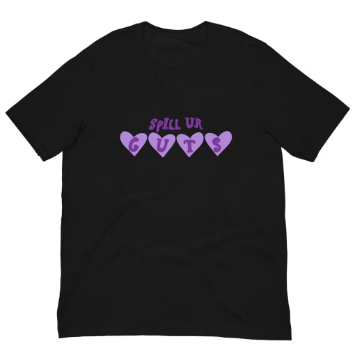 Olivia Rodrigo inspired spill ur guts heart t-shirt