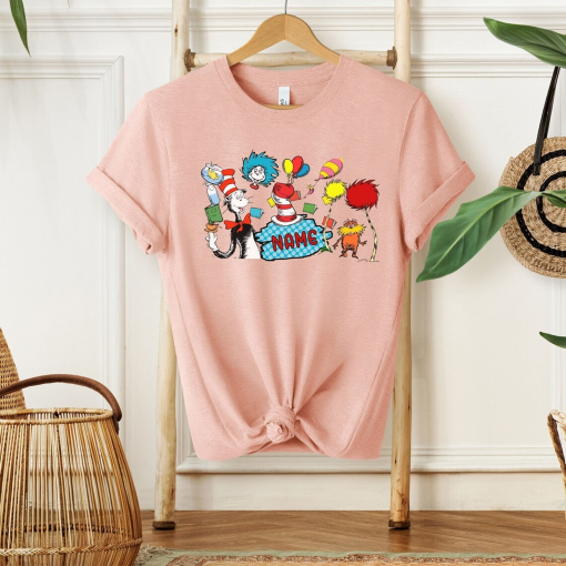 Personalized Dr.Seuss Cat In The Hat Shirt-Read Across America Shirt for Kids-Customized Cat In The Hat Shirt- Dr.Seuss Birthday Party Shirt