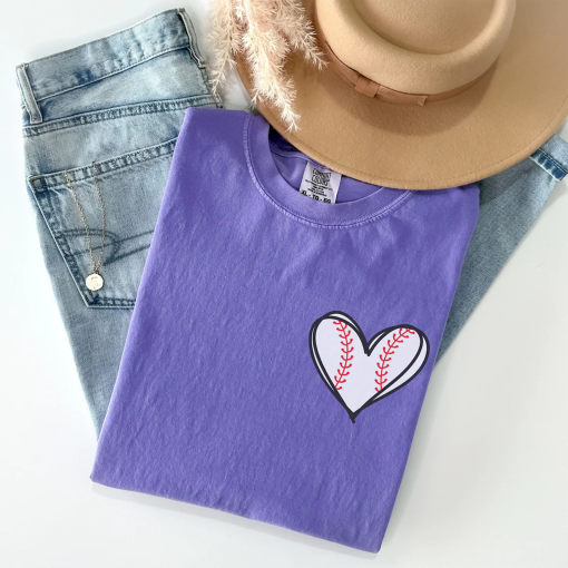 Baseball Mom shirt, Baseball Comfort Colors , Baseball Pocket Shirt, Baseball Gift, Baseball Heart Shirt, Sports Mom tee, Baseball Fan Shirt