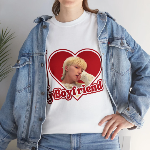 SVT Dino I Love My Boyfriend Shirt, Custom Seventeen Dino Blonde Selfie Photo Merch, Gift Ideas for Kpop Fans Carats