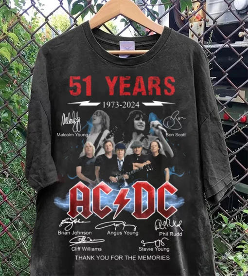 Vintage 51 Years AC/DC 1973-2024 Shirt,Ac/dc Band Tour 2024 Shirt,Rock and Roll Shirt,Retro ACDC Comfort colors Shirt,Gift for fans