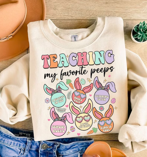 Teaching My Favorite Peeps shirt, Teacher shirt, Easter shirt, Easter Bunny shirt, Retro Easter shirt, Easter Sublimation Design, Digital Download