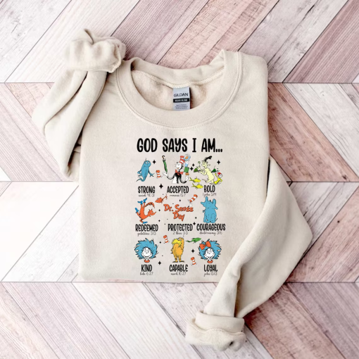 God Says I am Dr Suess Day Shirt, Read Across America Shirt, School Bible Verse Shirt, Dr Seuss Day Shirt, Reading Day Shirt, Teacher Life