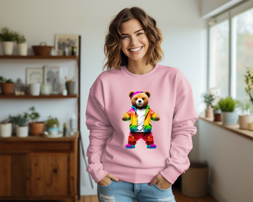 Teddy Bear Urban Sweatshirt, Cute Teddy Bear Sweat, Animal Lover Gift, Cool Teddy Bear Sweat, Teddy Bear Lover Sweat,Cute Bear Sweat For Her