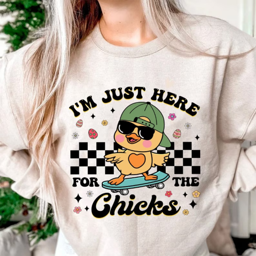 I’m Just Here for the Chicks shirt, Boys Girl Easter shirt, Kids Easter shirt, Easter Bunny, Happy Easter shirt, Retro Easter shirt, Easter Shirt