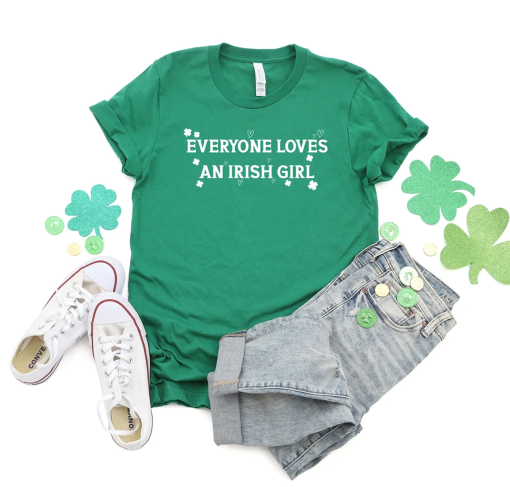 Everyone Loves an Irish Girl Women’s Shirt, St. Patrick’s Day T-shirt,Celebrity Inspired, Baby Tee Y2K, Irish Celebration Outfit Style