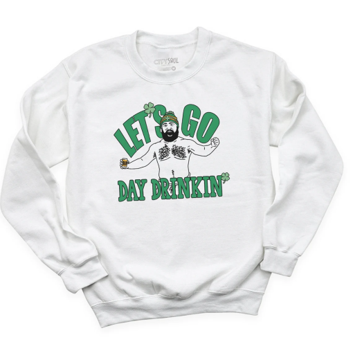 funny jason kelce st. patrick’s day let’s go day drinking iconic party shirt saint patricks day kansas city funny st. patty’s day shirts