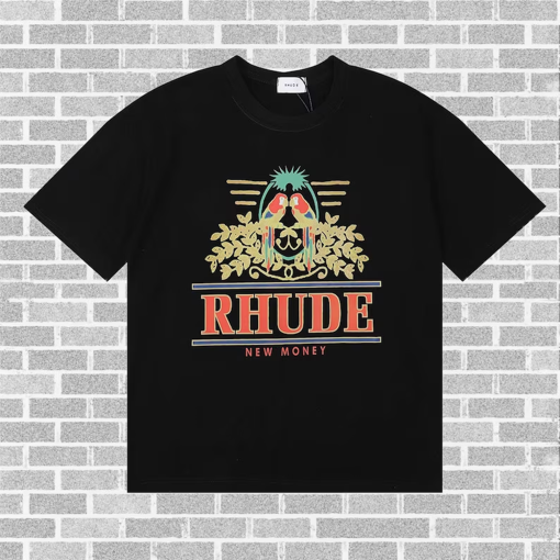 Rhude T-Shirt Hip Hop Shirt Oversized Shirt, Casual T-shirt, High Street Short-Sleeved