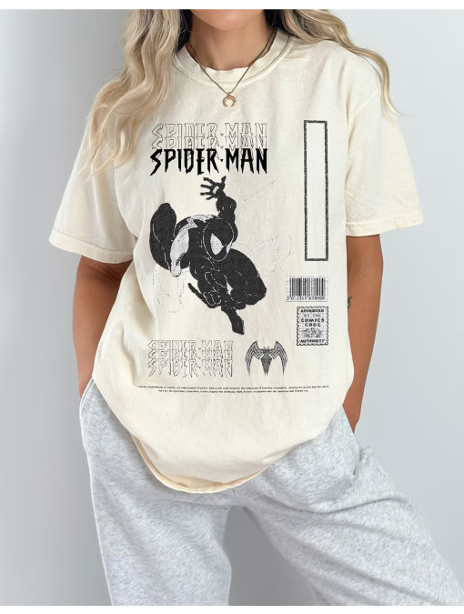 90s Vintage Black Suit Spidey Comfort Colors T-Shirt, Retro Superhero Shirt, Comic Book Shirt, Marvel Lover Gift, Spiderman tshirt