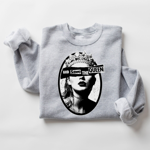 God Save Queen Sweatshirt , God Save Queen: Reputation Era Inspired Hoodies, Plus Size Sweater, Swifties Fan Gifts