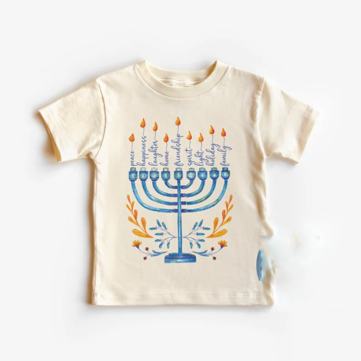 Peace Happiness Laughter Toddler Shirt, Hanukkah Kids Tees for Boy or Girl, Jewish Youth Shirt, Religious Children Shirt,