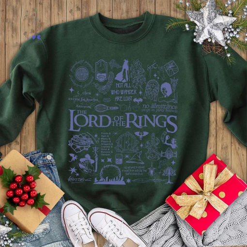 The Lord of the Rings Blue Doodle Shirt | Aragorn Gandalf Frodo Baggins Shirt | Lotr Movie Shirt | Lord of the Rings Shirt