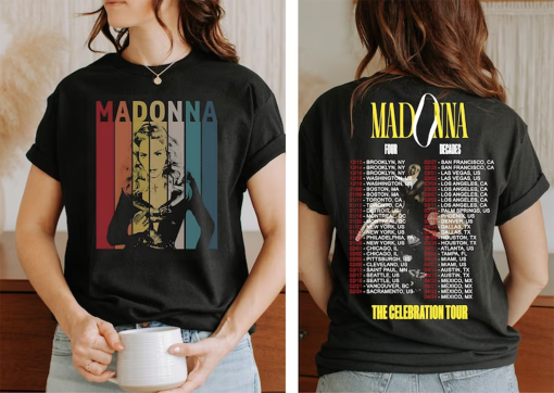 Madonna 90’s Vintage T-Shirt, Madonna The Celebration Tour Four Decades Music Tour 2024 Double Side Shirt, Madonna Fan Gifts