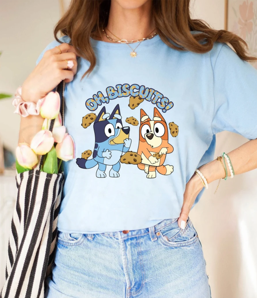 Bluey Oh Biscuits Shirt, Oh Biscuits, Mum Dad Bluey T-Shirt, Bingo shirt, Bluey friends shirt, Bluey Bingo Shirt, Blue Dog Shirt