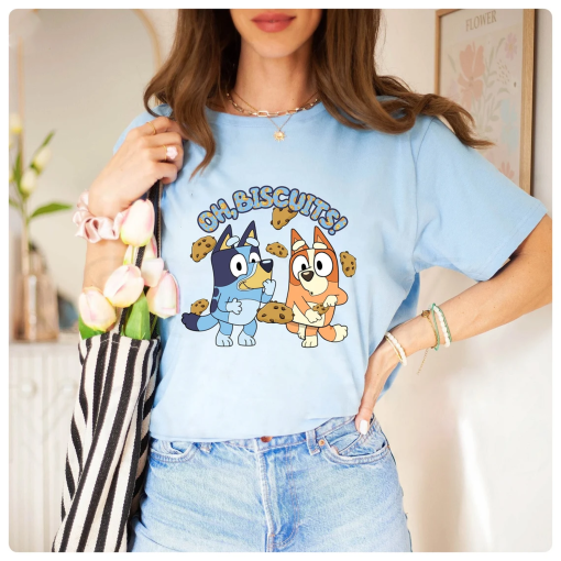 Bluey Oh Biscuits Shirt, Oh Biscuits, Mum Dad Bluey T-Shirt, Bingo shirt, Bluey friends shirt, Bluey Bingo Shirt, Blue Dog Shirt