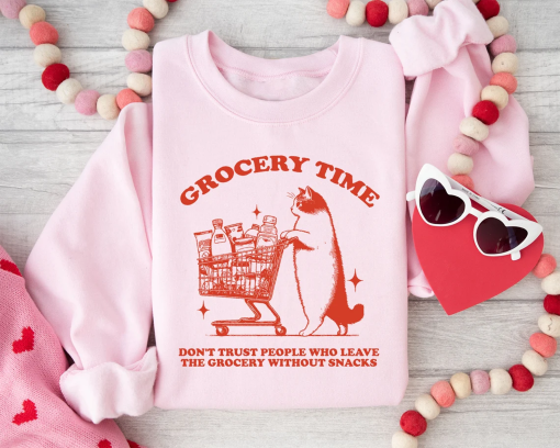 Grocery Time Vintage Funny Cat Shirt, Retro Funny Cat Shirt, Cat Meme Tee, Trendy Funny Graphic Shirt, Weirdcore Clothing, Cool Cat Gifts