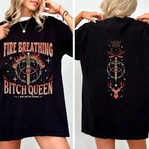 Fireheart Queen Aelin Comfort Colors Shirt, Throne Of Glass Fan T Shirt, Kingsflame The Thirteen,She Will Not Be Afraid, Book Lover Tog Gift