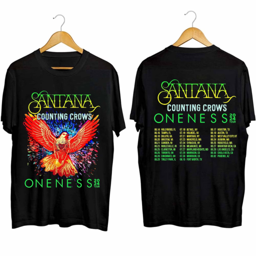 Carlos Santana and Counting Crows Shirt, The Oneness Tour 2024 Shirt, Carlos Santana Fan Shirt, Carlos Santana 2024 Concert Shirt