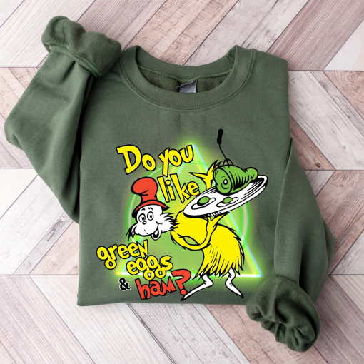 Green Eggs And Ham Sweatshirt, Reading Day Youth Sweatshirt,National Read Across America, Cat Hat ,Teacher Life Hoodie, Inspired Shirt c13