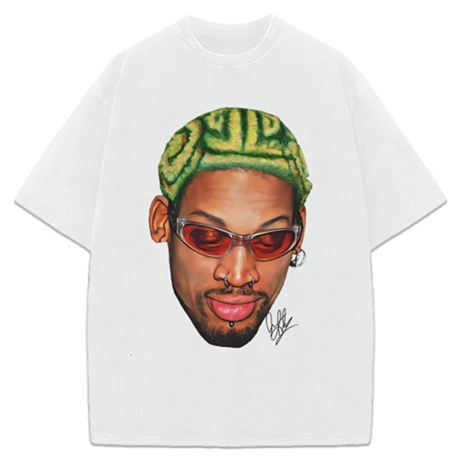 Dennis Rodman Zig Zag Green Hair Rodzilla Hollywood 90’s Vintage Design T-Shirt