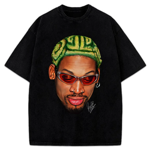 Dennis Rodman Zig Zag Green Hair Rodzilla Hollywood 90’s Vintage Design T-Shirt