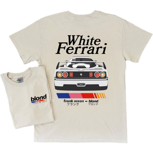 Frank Ocean BLOND WHITE FERRAR! Short Sleeve Shirt | blond album | music gift | vintage style tee | Blonded | Trends Original shirt y2k