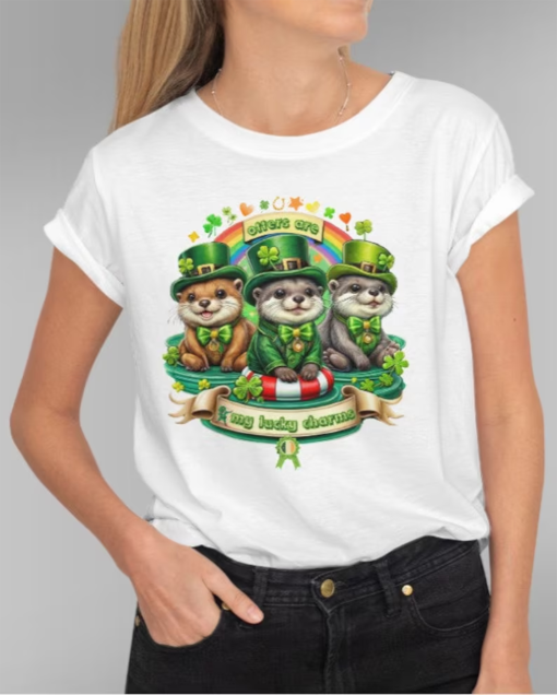 Otters My Lucky Charms Funny St Patricks Day Mens Womens Long Sleeve T-Shirt