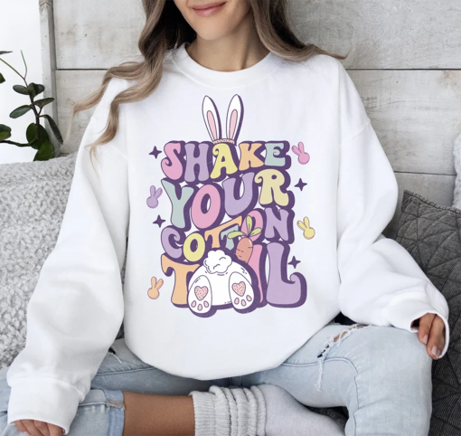 Shake Your Cotton Tail shirt, Funny Easter shirt, Easter bunny shirt, Easter bunny ears, Bunny shirt, Retro Easter shirt, Easter sublimation files