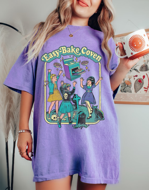 Easy Bake Coven 90s Horror Movie Fan Oversized Vintage T Shirt, Halloween Tee, Comfort Colors Tee, Plus Size Halloween Tee, Witchy Vibes Tee