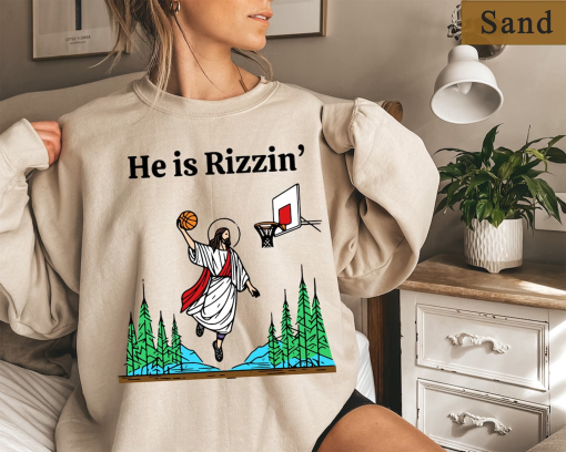 Funny Easter Shirt, He Is Rizzin’ Shirt, Easter Sweatshirt, Christian Easter, Easter Gifts, He Is Risen, Funny Jesus Shirt,Kids Easter Shirt