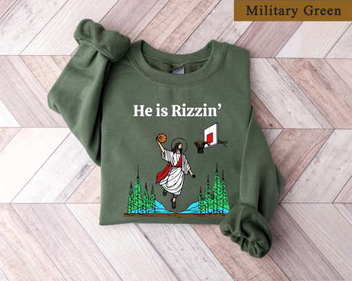 Funny Easter Shirt, He Is Rizzin’ Shirt, Easter Sweatshirt, Christian Easter, Easter Gifts, He Is Risen, Funny Jesus Shirt,Kids Easter Shirt