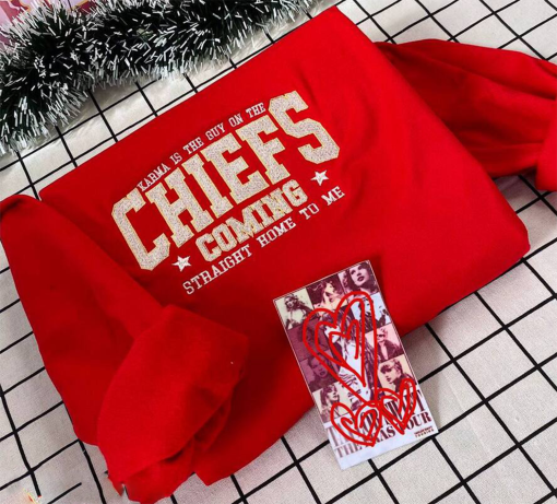 Vintage Karma Is The Guy On The Chiefs Taylor Swift Embroidered Sweatshirt , Travis Kelce Kansas City Chiefs Embroidered Sweatshirt