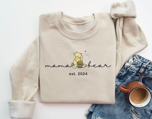 Personalized Mama Bear Winnie The Pooh Sweatshirt Mama Est Sweatshirt Gift for Mom Mothers Day Thoughtful Gifts for Mom Custom Mama Crewneck