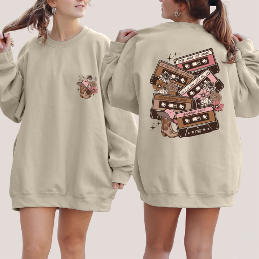 90s Country Cassette Tapes Sweatshirt, Cowgirl Hoodie, 90s Country Music, Retro Western Sweater, Any Man of Mine, Country Concert Sweat