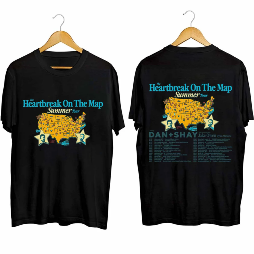 Dan And Shay Tour Heartbreak On The Map 2024 Shirt, Dan + Shay Band Shirt, Dan + Shay 2024 Summer Tour Shirt, Heartbreak On The Map Tour Tee