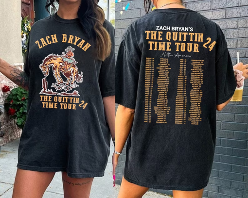 2 Sides Zach Bryan The Quittin Time Tour 2024, Zach Bryan Country Music Shirt, Zach Bryan Tour 2024 Unisex T-Shirt, Gift for Men Women