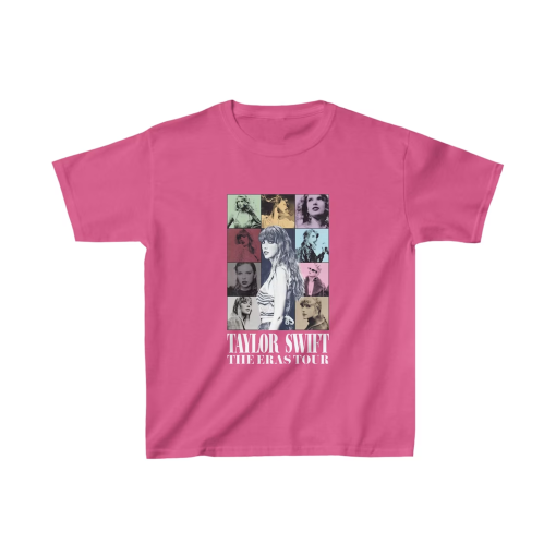 Kids The Eras Tour Taylor Swift T-Shirt Black or Pink Unisex Tee