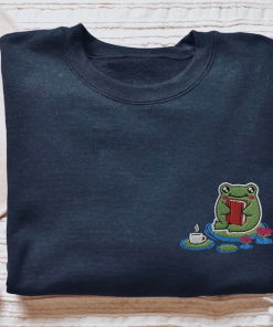 Book Sweatshirt Embroidered Sweater For Frog Sweatshirt…