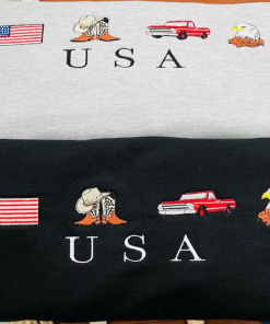 USA Embroidered Sweatshirt, United States, America, Crewneck,…