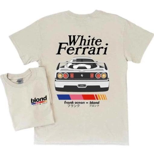 Frank Ocean BLOND WHITE FERRAR! Short Sleeve Shirt | blond album | music gift | vintage style tee | Blonded | Trends Original shirt